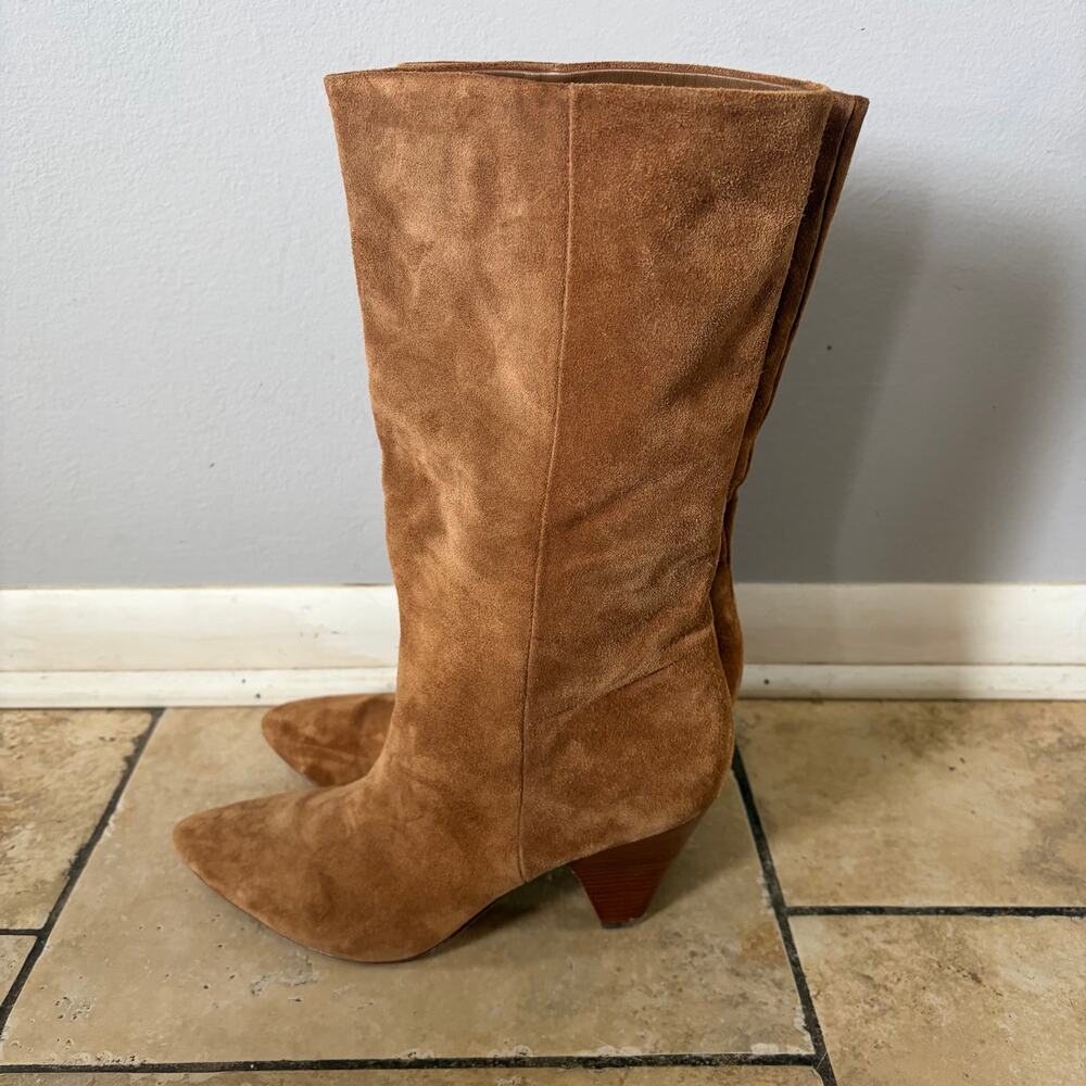 Veronica Beard Blondie Slouchy Suede Mid Boots In Hazelnut 9M - Picture 2 of 12